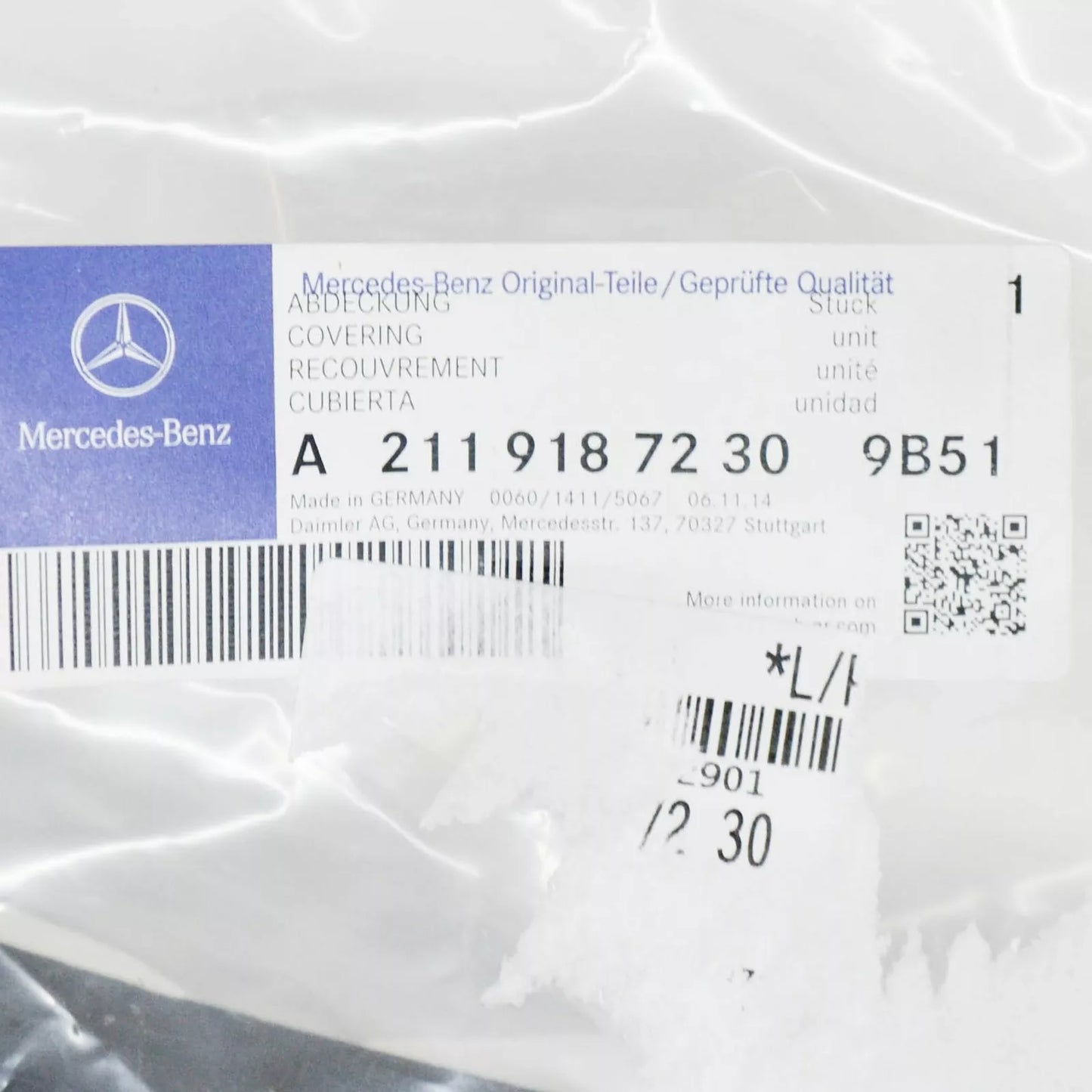 NEW MERCEDES-BENZ AMG GT C190 FRONT RIGHT SEAT COVER A21191872309B51 ORIGINAL