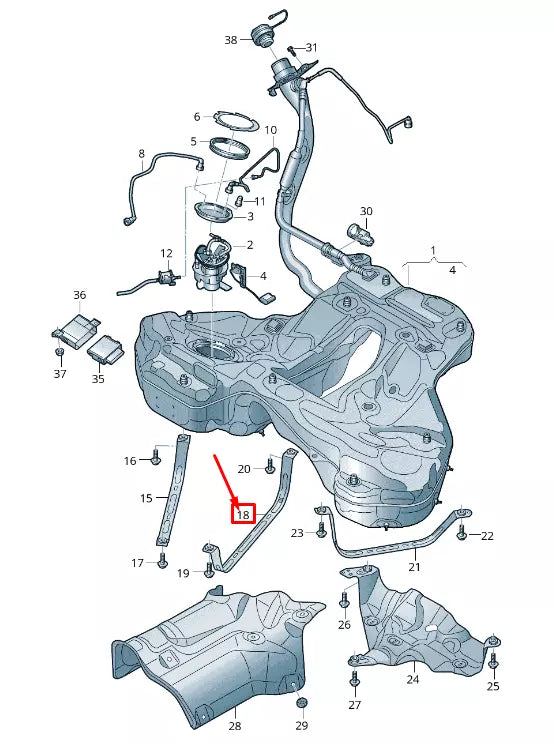NEW AUDI A6 4A C8 CENTER FUEL TANK TENSIONING STRAP 4K0201654E