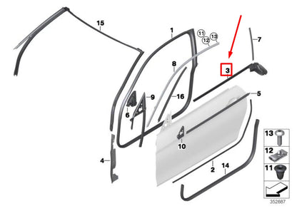 NEW BMW 4 CABRIO F33, F83 FRONT LEFT DOOR SEAL 51337279735 7279735 ORIGINAL