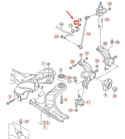 new audi a1 mk1 front stabilizer left clamp 6q0411333b original