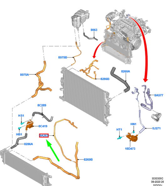 new ford mondeo mk5 cooling system hose assy j1g3-9a263-af 2366487 original