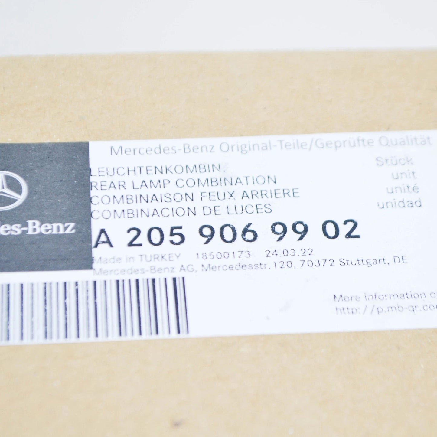 NEW MERCEDES-BENZ C W205 REAR LEFT OUTER TAILLIGHT A2059069902 ORIGINAL