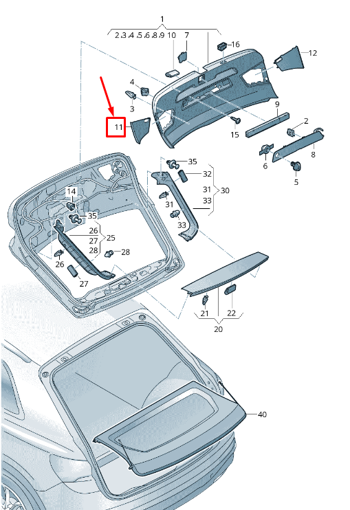 NEW AUDI Q3 F3 REAR LEFT TAIL LIGHT ACCESS COVER 83A867657A4PK ORIGINAL
