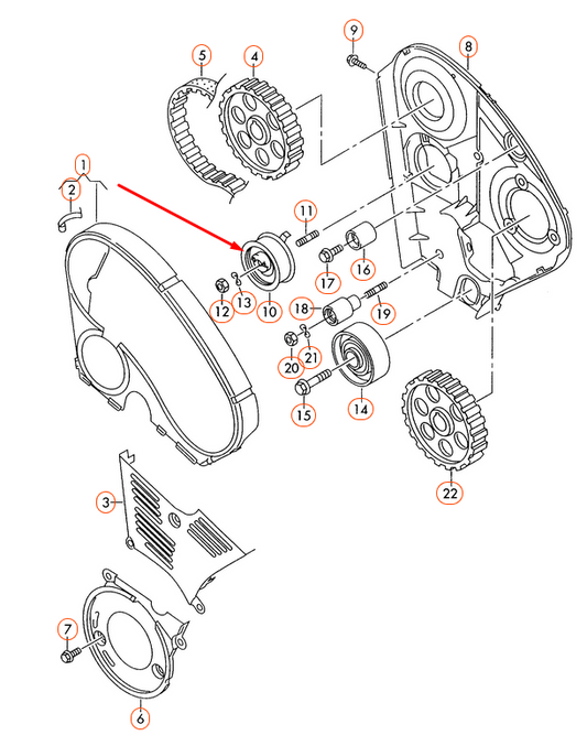 new volkswagen golf mk5 timing belt tensioner 038109243n 1.9 diesel original