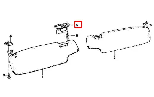 NEW BMW 3 E30 BLACK SUN VISOR BRACKET 51168243576 ORIGINAL