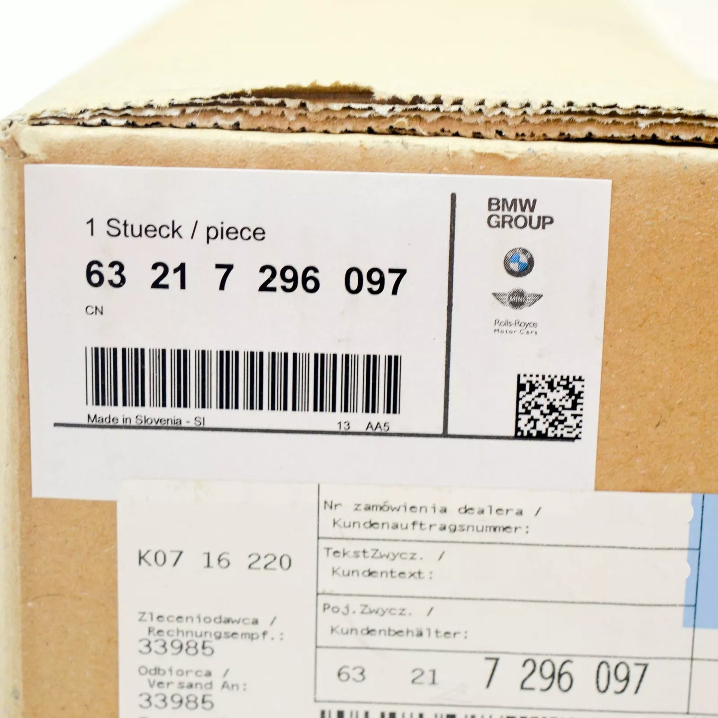 NEW BMW F32 F33 F36 F82 REAR LIGHT IN THE SIDE PANEL LEFT 7296097 63217296097