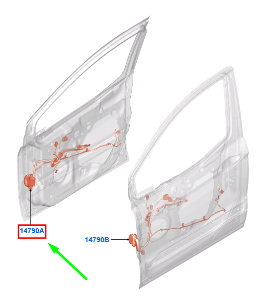 new ford tourneo courier front right door wire rhd 1862135 original