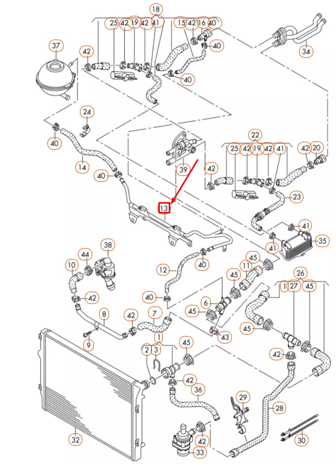 NEW AUDI A3 8P ENGINE COOLANT PIPE WITH BRACKET 06F145317H ORIGINAL