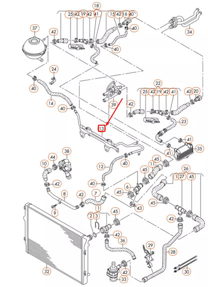 NEW AUDI A3 8P ENGINE COOLANT PIPE WITH BRACKET 06F145317H ORIGINAL