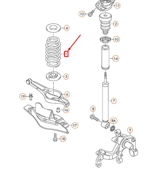NEW VOLKSWAGEN CC REAR COIL SPRING 3C0511115AT ORIGINAL