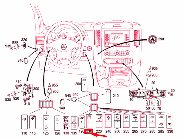 NEW MB SPRINTER W906 INTERIOR ILLUMINATION ROCKER SWITCH A0085458607 ORIGINAL