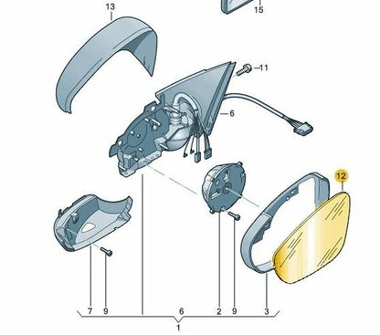 NEW VW GOLF MK6 LEFT WING MIRROR GLASS HEATED 5K0857521B 2010