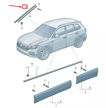 NEW VW TOUAREG CR LEFT WATER DEFLECTOR STRIP 7608543279B9