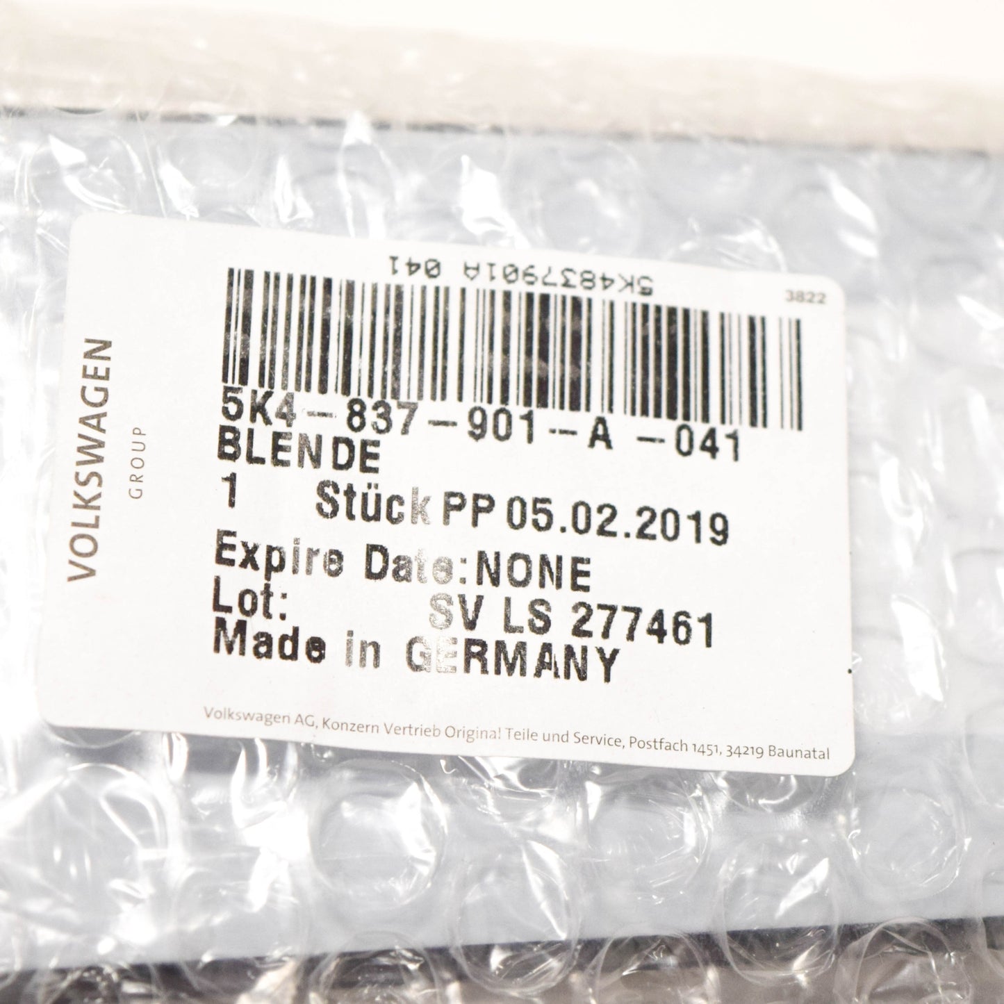 NEW VW GOLF MK6 FRONT DOOR LEFT B PILLAR TRIM 5K4837901A041 ORIGINAL