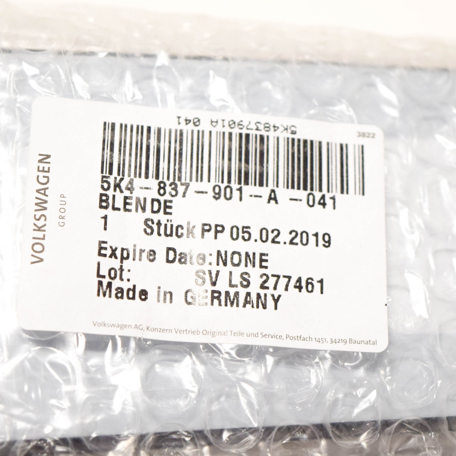 NEW VW GOLF MK6 FRONT DOOR LEFT B PILLAR TRIM 5K4837901A041 ORIGINAL