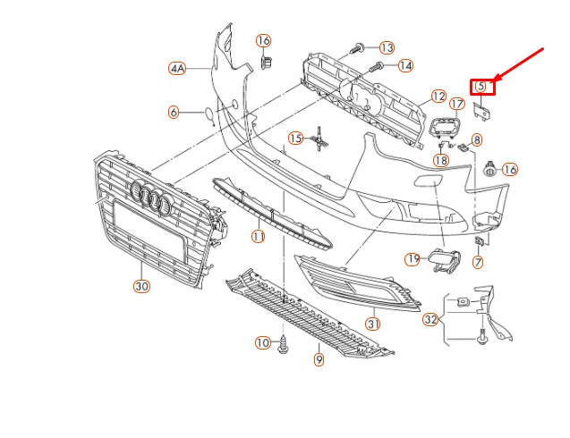 NEW AUDI A4 B8 FRONT BUMPER RIGHT SECURING STRIP 8K0807278A ORIGINAL