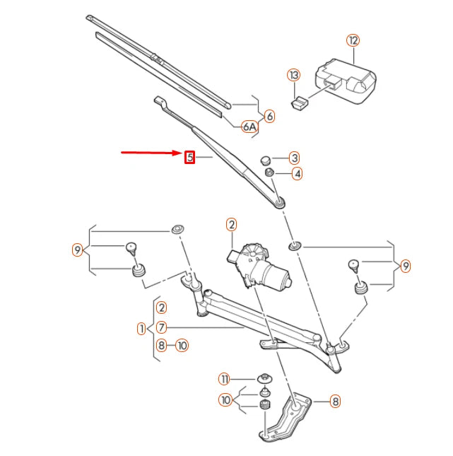 NEW VW BEETLE A5 FRONT RIGHT AERO WIPER ARM LHD 5C1955410 ORIGINAL
