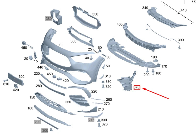 NEW MB GLA H247 FRONT BUMPER LEFT LOWER INNER TRIM A2478854305 ORIGINAL
