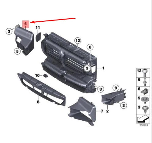 NEW BMW 5 F10 LCI FRONT RIGHT ENGINE OIL COOLER AIR DUCT 51117331786 ORIGINAL