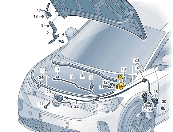 NEW VOLKSWAGEN ID.4 E21 LEFT BONNET HOOD SUPPORT 11A823405B ORIGINAL
