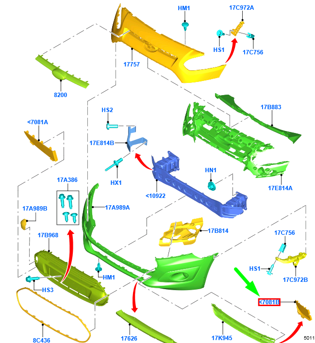 new ford tourneo connect mk2 front bumper right opening cover 1846380 original