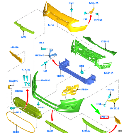 new ford tourneo connect mk2 front bumper right opening cover 1846380 original