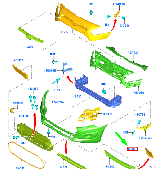 new ford tourneo connect mk2 front bumper right opening cover 1846380 original