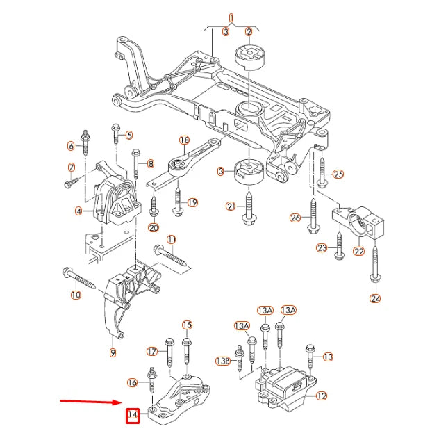 NEW AUDI Q3 8U LEFT SIDE ENGINE CONSOLE SUPPORT 3C0199117J ORIGINAL