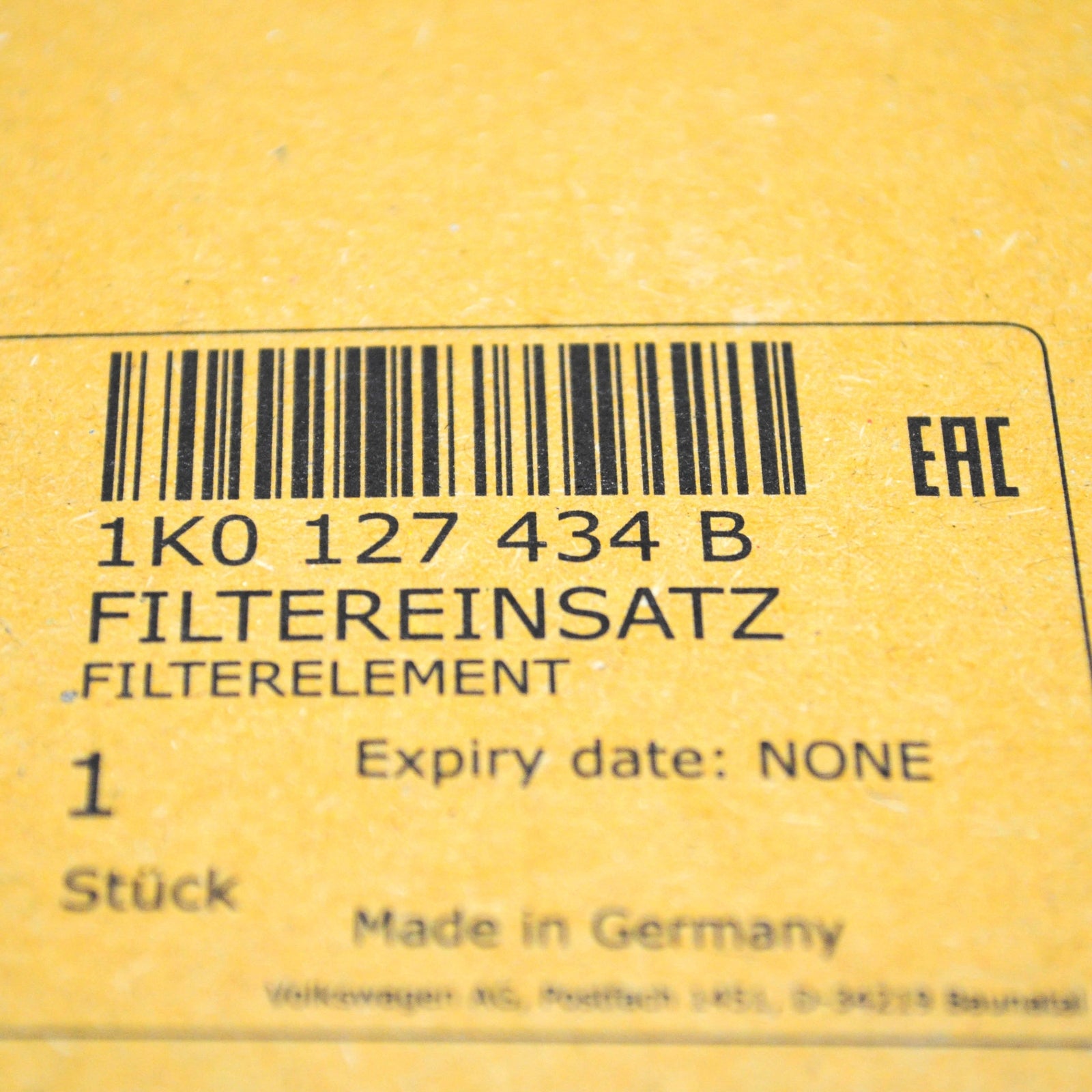 NEW VOLKSWAGEN JETTA MK6 FUEL FILTER 1K0127434B 2.0 DIESEL ORIGINAL