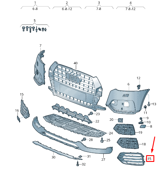 new audi q3 8u front right bumper air guide grille 8u0807682n1qp original