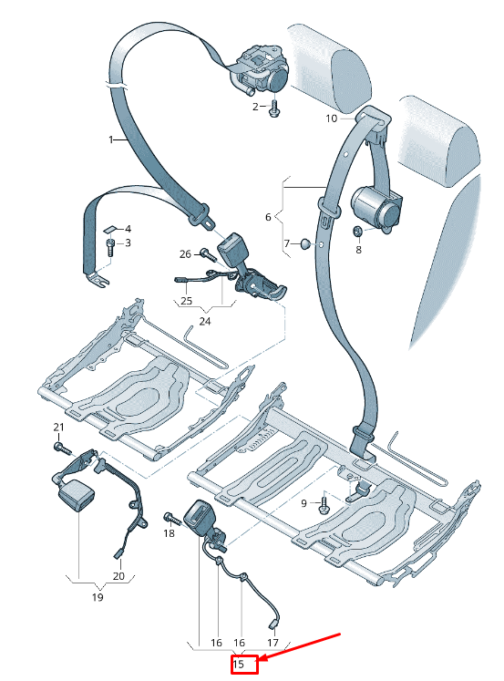 new audi q3 f3 sportback rear left seat belt latch 83a857753mnb original