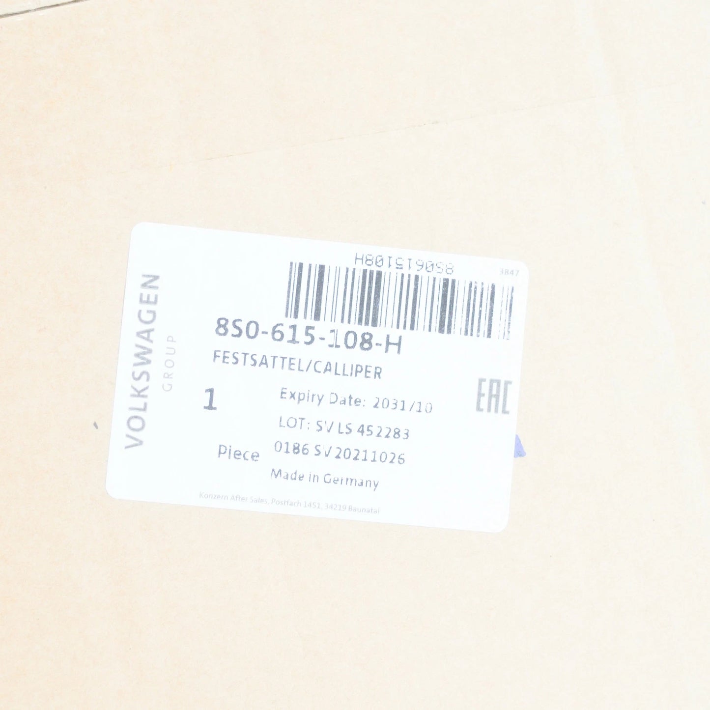 NEW AUDI TT S FV3 8S FRONT RIGHT BRAKE CALIPER 8S0615108H ORIGINAL