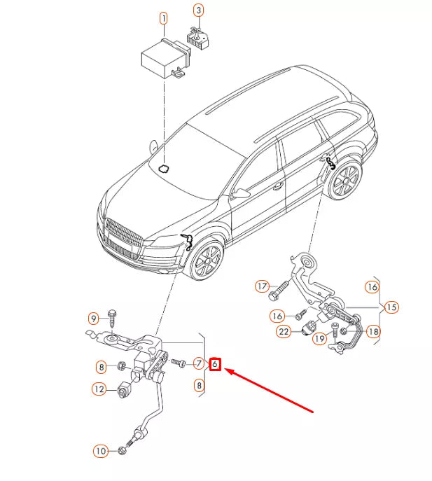 NEW AUDI Q7 4L FRONT LEFT LEVEL SENSOR WITH POLES 7L6616213 ORIGINAL