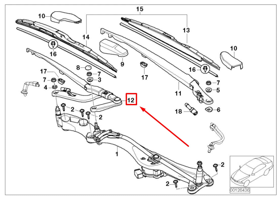 NEW BMW 7 E65 E66 E67 RIGHT WINDSHIELD WIPER ARM RHD 61617208692 7208692