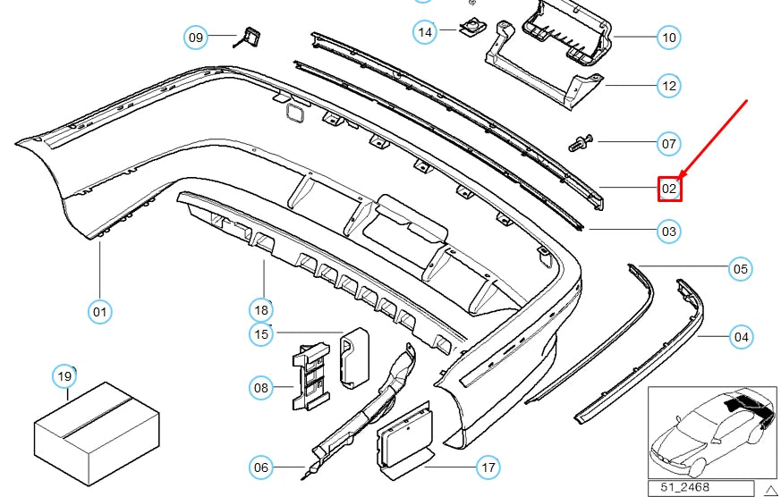 NEW BMW 5 E39 REAR BUMPER GUARD 51128159376 8159376 ORIGINAL