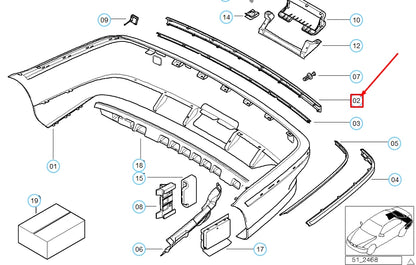 NEW BMW 5 E39 REAR BUMPER GUARD 51128159376 8159376 ORIGINAL