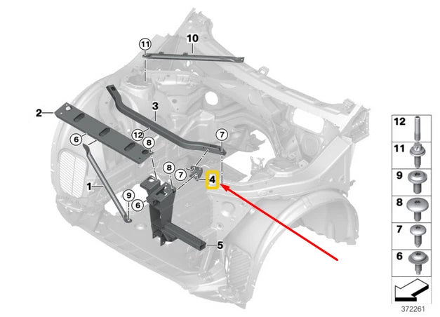 NEW BMW X3 F25 FRONT BODY REINFORCEMENT RIGHT ADAPTER PLATE 51647210508 ORIGINAL