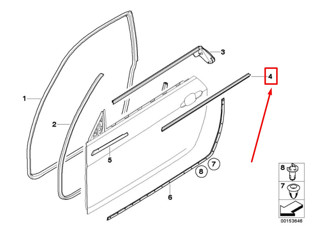 NEW BMW 3 E92 FRONT LEFT DOOR WINDOW CHANNEL COVER 51337119079 7119079 ORIGINAL