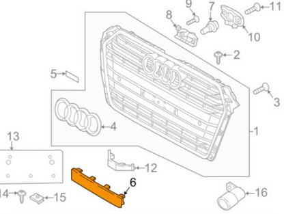 NEW AUDI A4 8W2 FRONT LICENCE PLATE BRACKET FILLER 8W0807287A RP5 ORIGINAL
