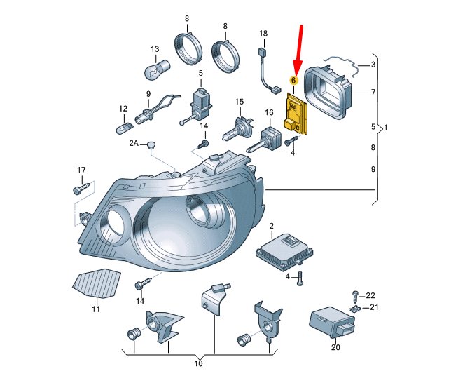 new volkswagen eos gas discharge lamp power module 7l6941329a original
