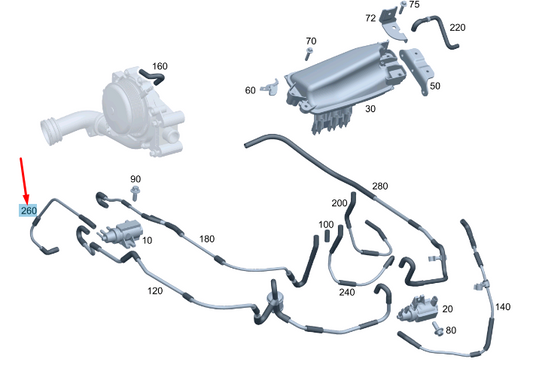 new mb c w204 pressure transducer wastegate pass vacuum line a6510703632