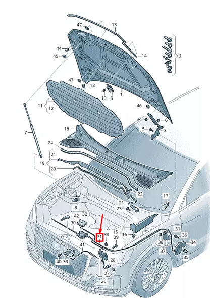 NEW AUDI Q2 GA BONNET LOCK CABLE LHD 81B823535