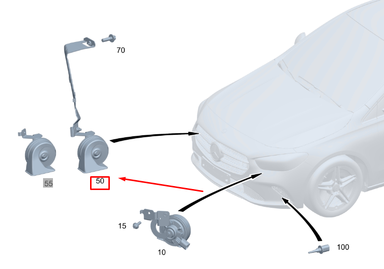 new mercedes-benz gla h247 right side horn a2475403853 original