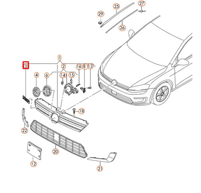 NEW VW GOLF MK7 FRONT BUMPER RADIATOR GRILLE EMBLEM BADGE 5G0853679ABAFL