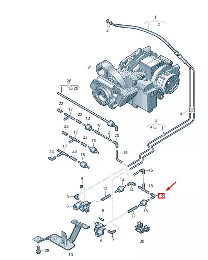 NEW VW TRANSPORTER VI T6 REAR AXLE DIFFERENTIAL ANGLED HOSE 034133784L ORIGINAL