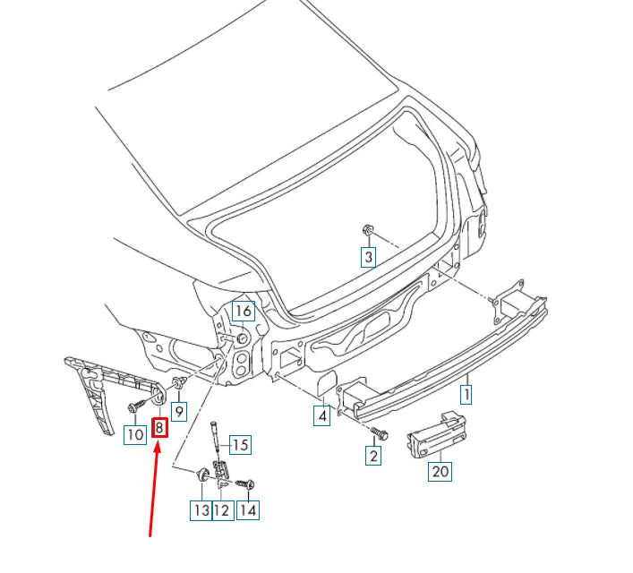 NEW AUDI A4 B9 REAR BUMPER RIGHT GUIDE SECTION 8W5807454 ORIGINAL