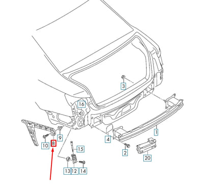 NEW AUDI A4 B9 REAR BUMPER RIGHT GUIDE SECTION 8W5807454 ORIGINAL