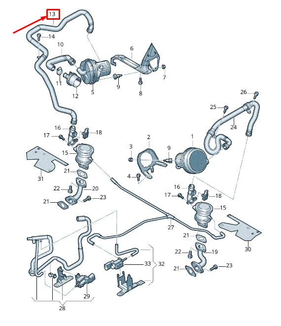 NEW AUDI A5 CABRIO 8F RIGHT SECONDARY AIR INJECTION PUMP TUBE 8F0133818B