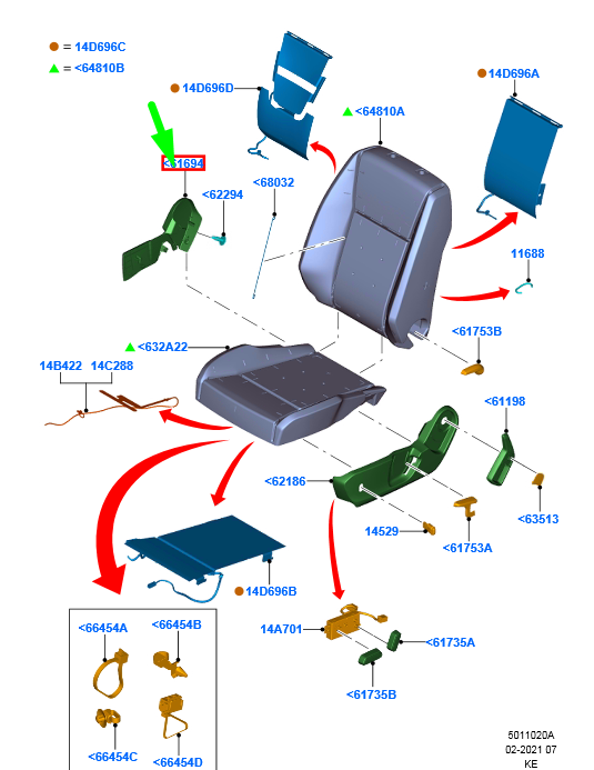 new ford ranger t6 mk1 front seat back hinge right cover rhd 1753091 original