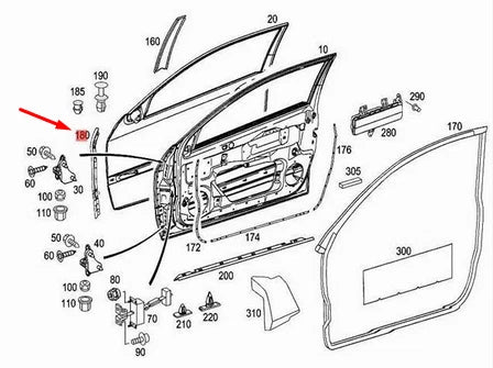 NEW MERCEDES C-CLASS W203 FRONT DOOR WEATHERSTRIP SEAL RIGHT A2037202078